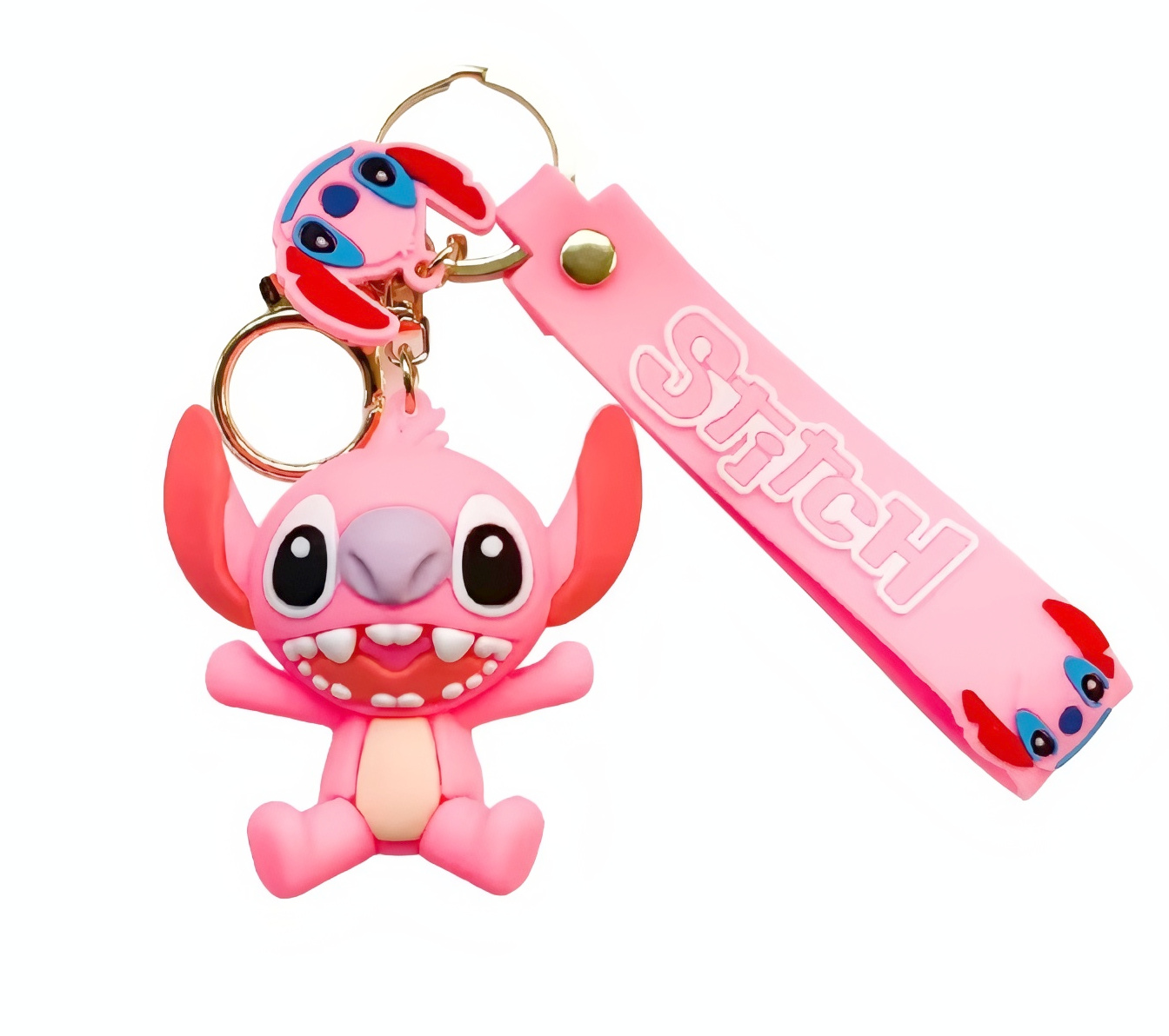 Dětská klíčenka Lilo a Stitch Angel růžová s poutkem a karabinou