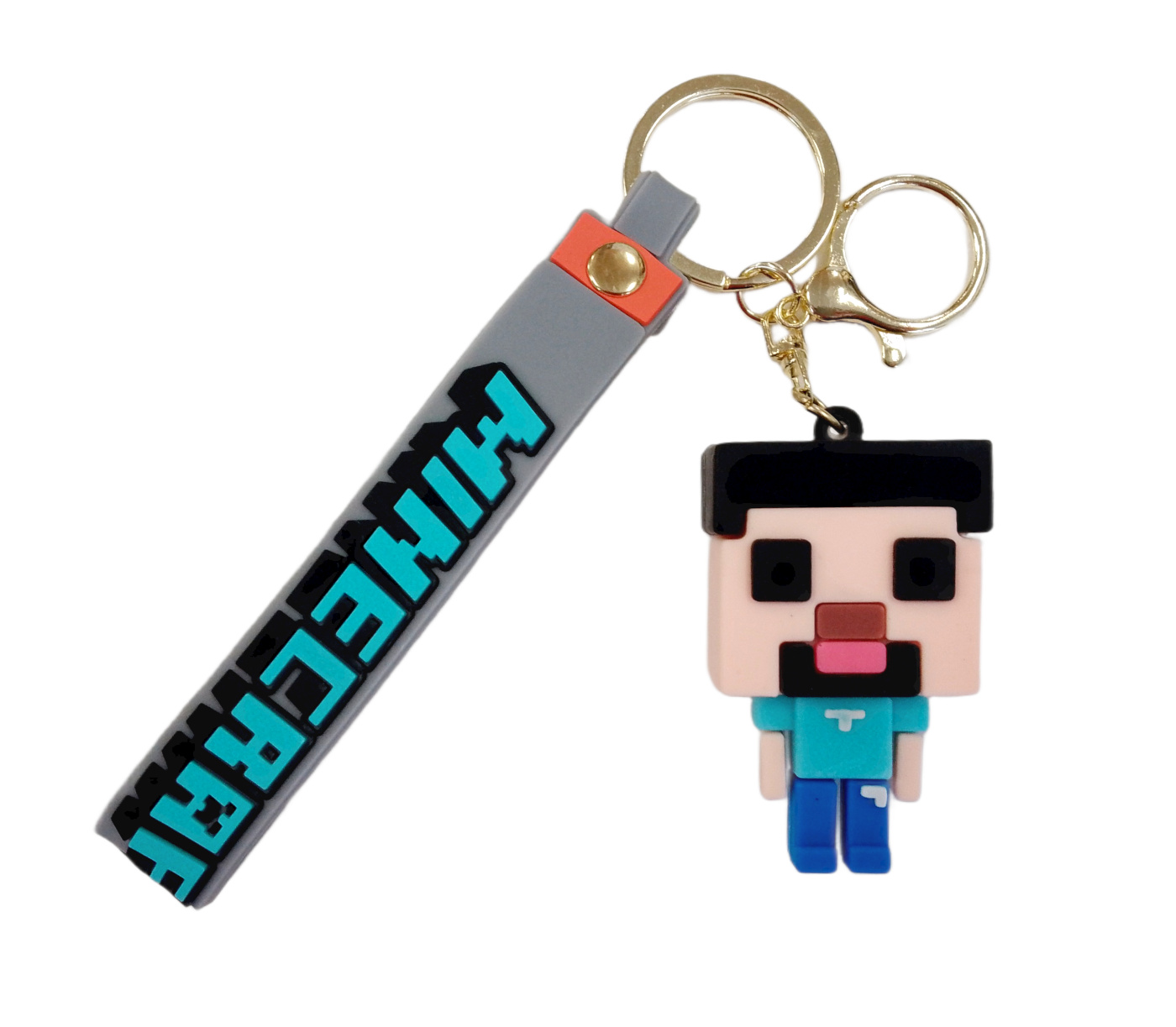 Dětská klíčenka Minecraft Steve s poutkem a karabinou
