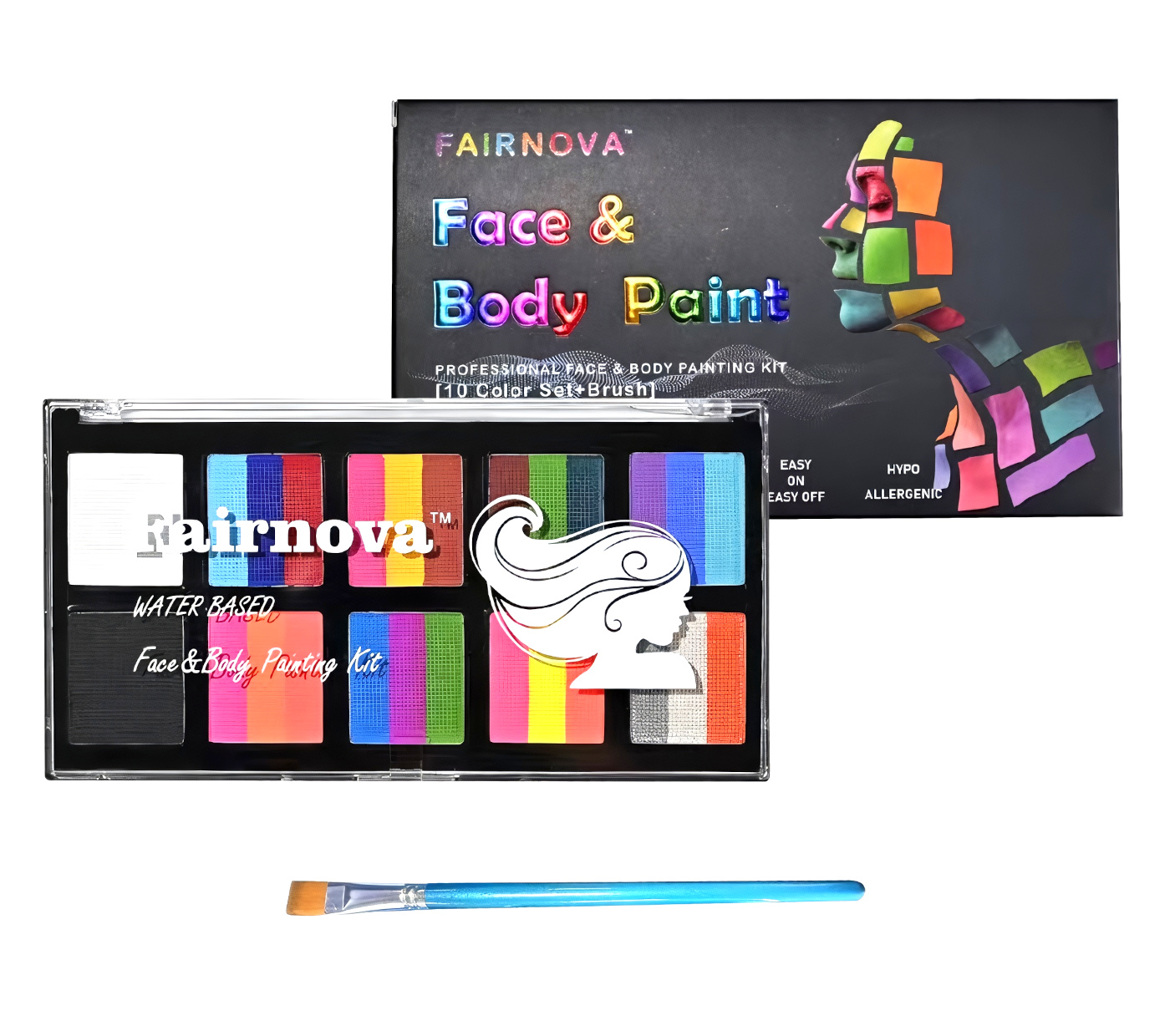 Dětská sada trojitých barev na obličej se štětcem 12ks