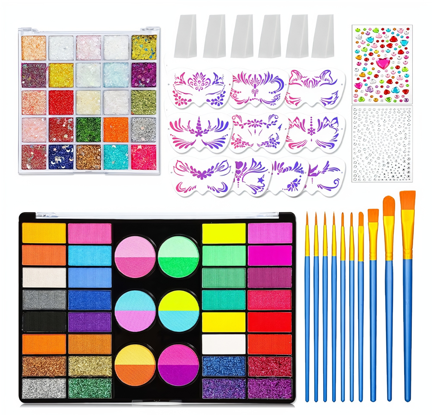 Maxi sada barev na tělo a obličej s doplňky Glamour 98ks