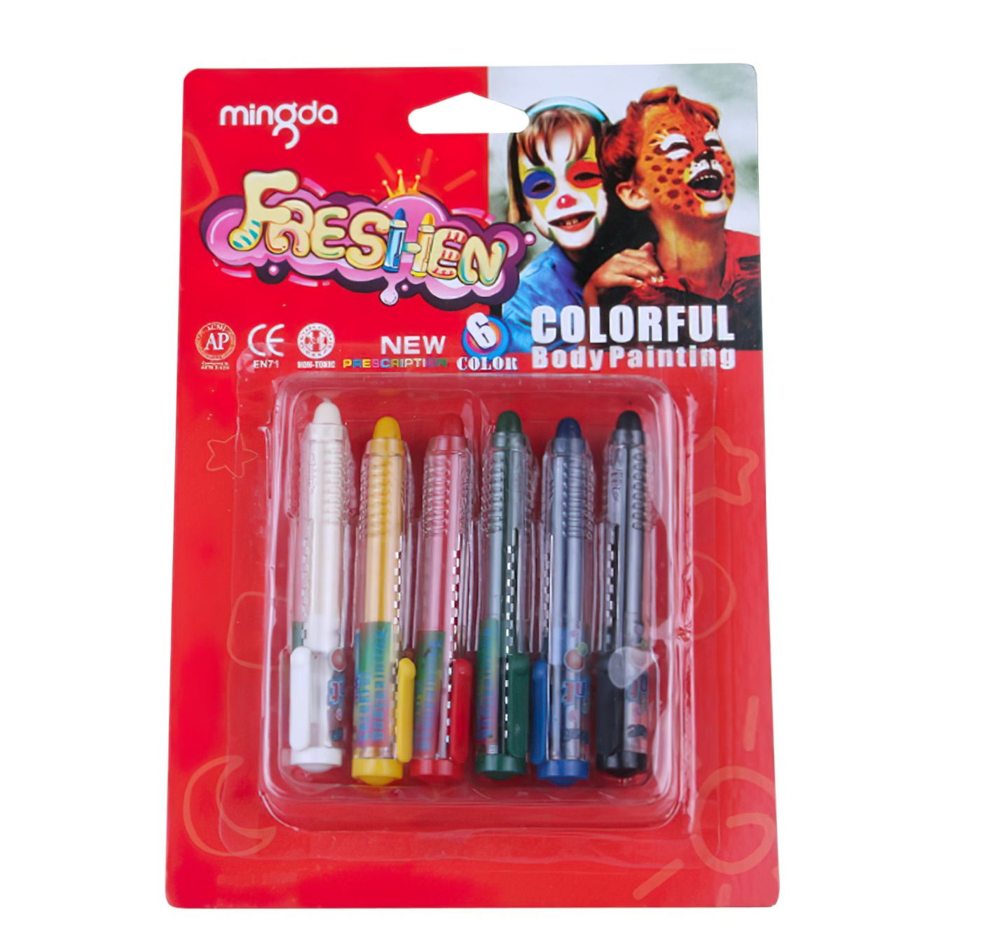 Dětská sada barev na obličej v tužce basic 6ks