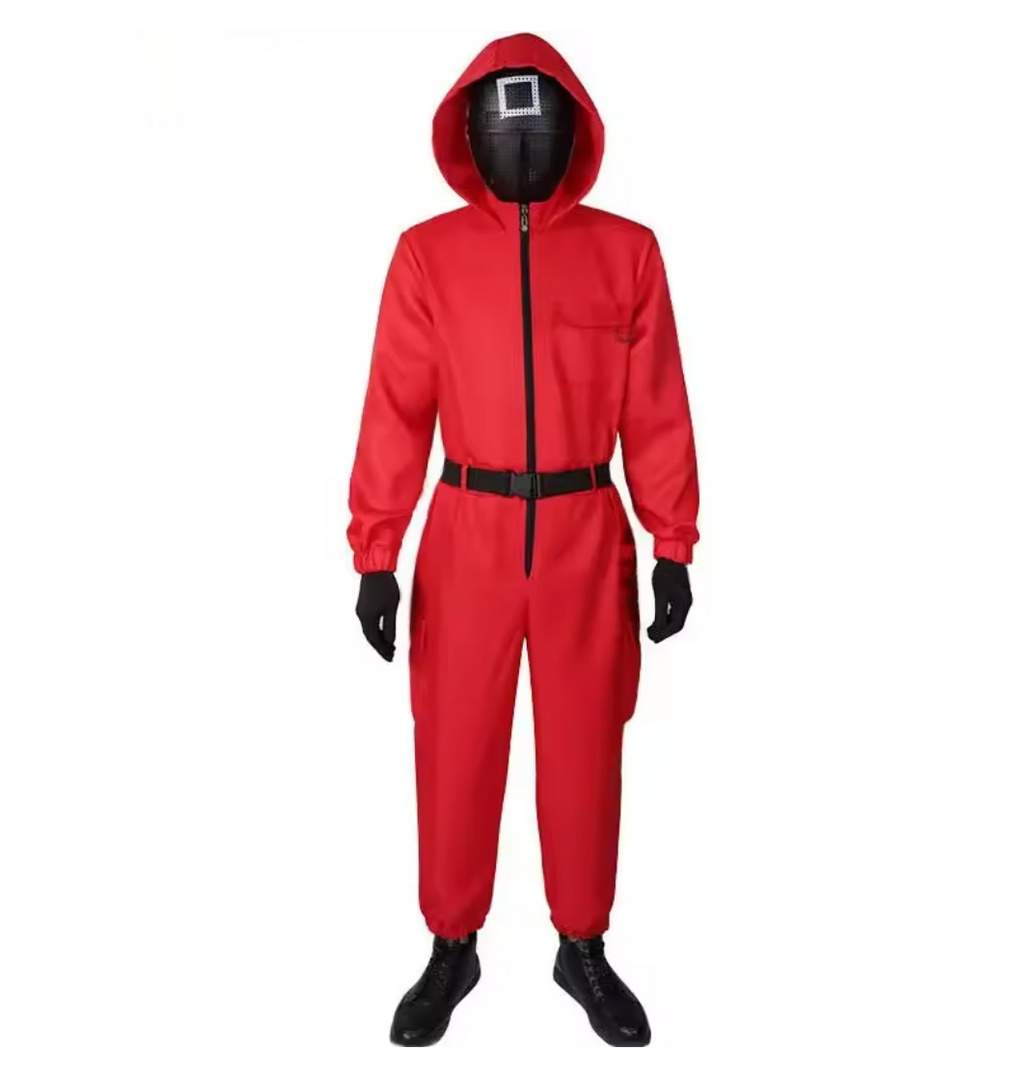 Kostým Squid game - Hra na oliheň Dozorce s maskou a rukavicemi M