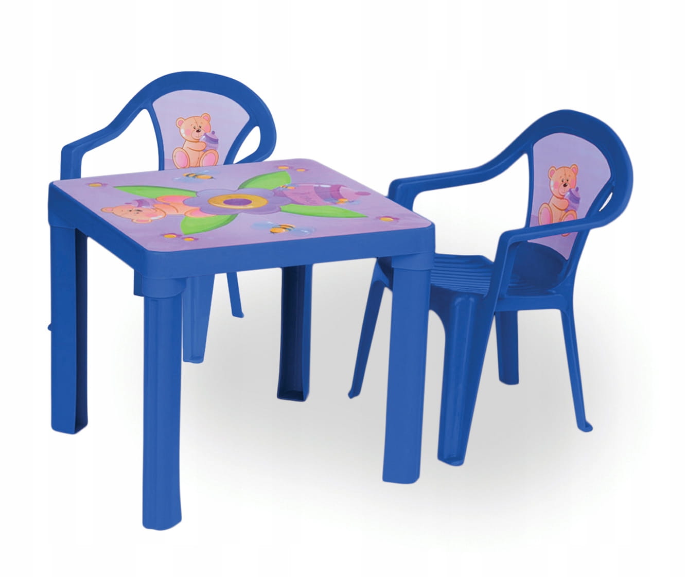 Dětský plastový stoleček s židlemi modrý