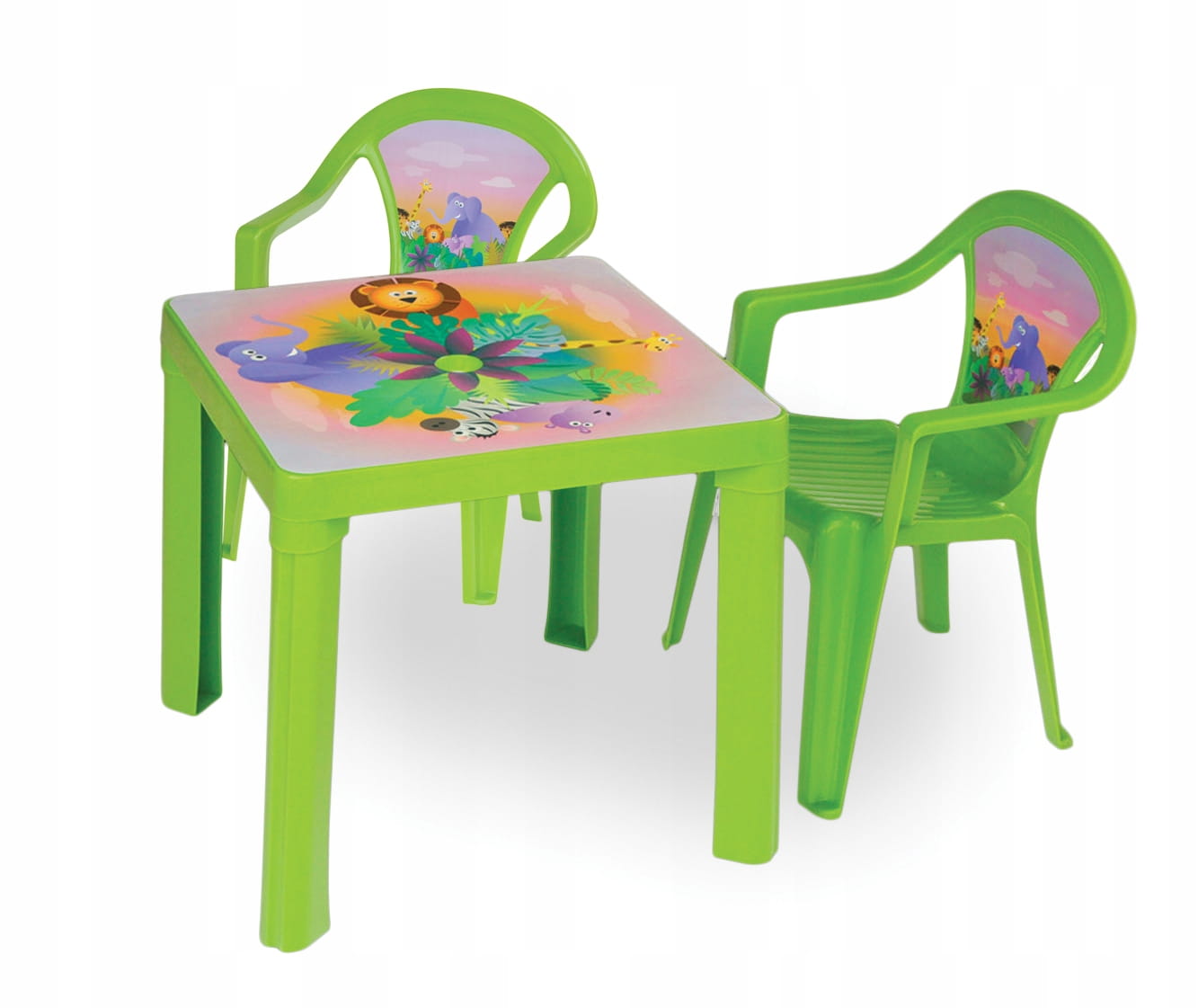 Dětský plastový stoleček s židlemi zelený